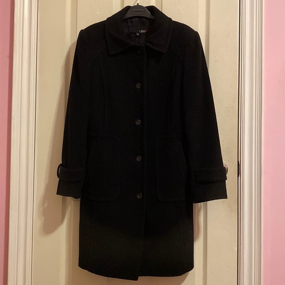 Wool Blend Coat with Detachable Rabbit Fur Collar - Picture 3 of 7